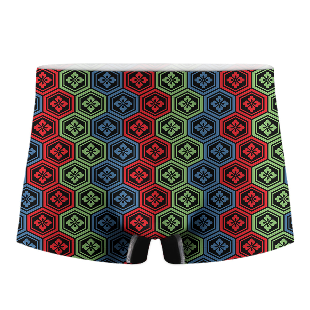 Colorful Japanese Flower Pattern Print Men's Boxer Briefs