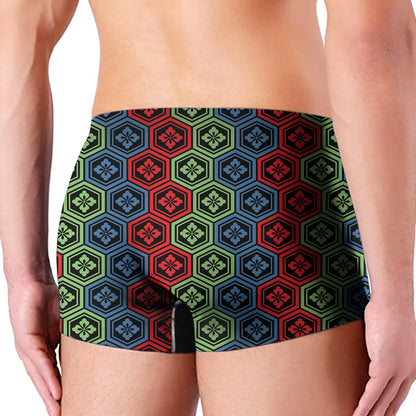 Colorful Japanese Flower Pattern Print Men's Boxer Briefs