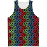 Colorful Japanese Flower Pattern Print Men's Tank Top