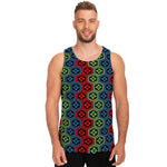 Colorful Japanese Flower Pattern Print Men's Tank Top