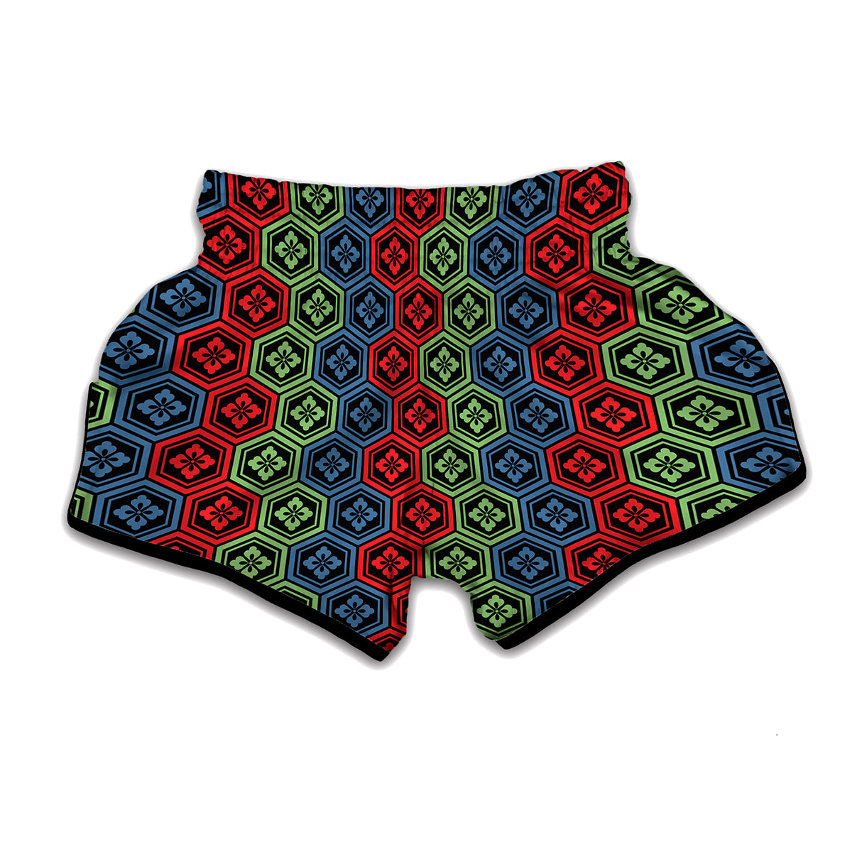 Colorful Japanese Flower Pattern Print Muay Thai Boxing Shorts