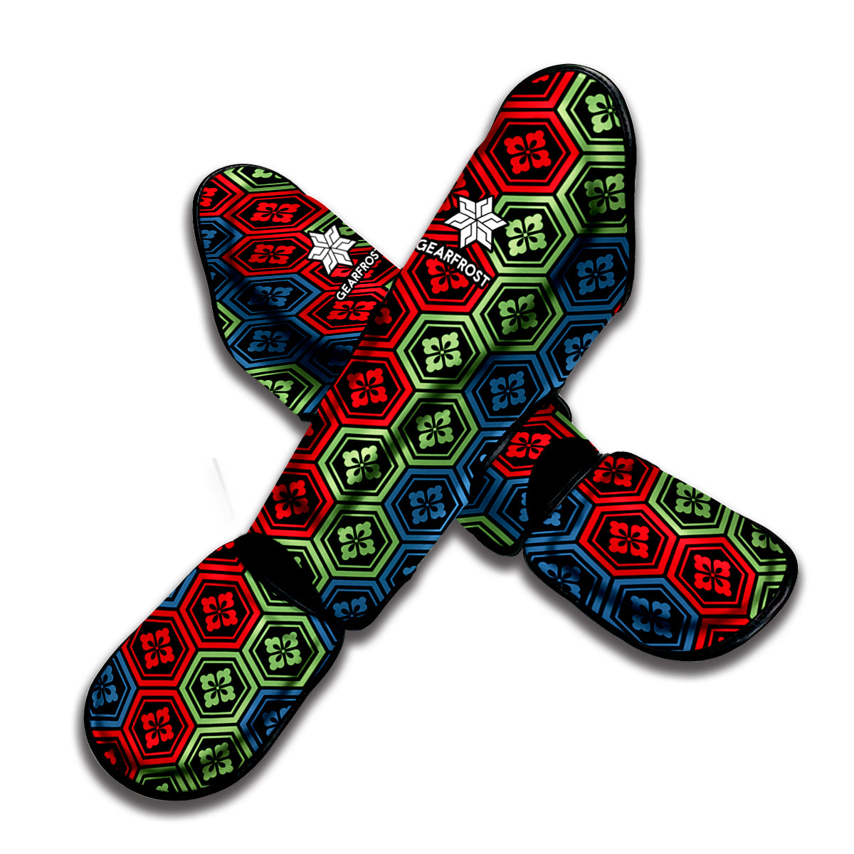Colorful Japanese Flower Pattern Print Muay Thai Shin Guard