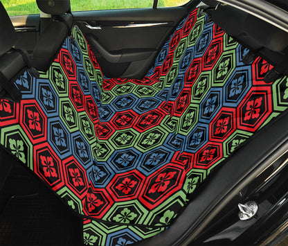Colorful Japanese Flower Pattern Print Pet Car Back Seat Cover