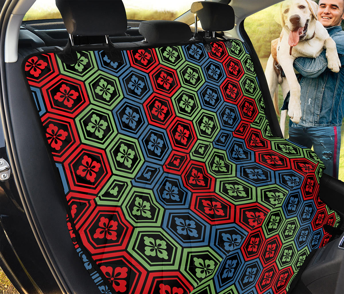 Colorful Japanese Flower Pattern Print Pet Car Back Seat Cover