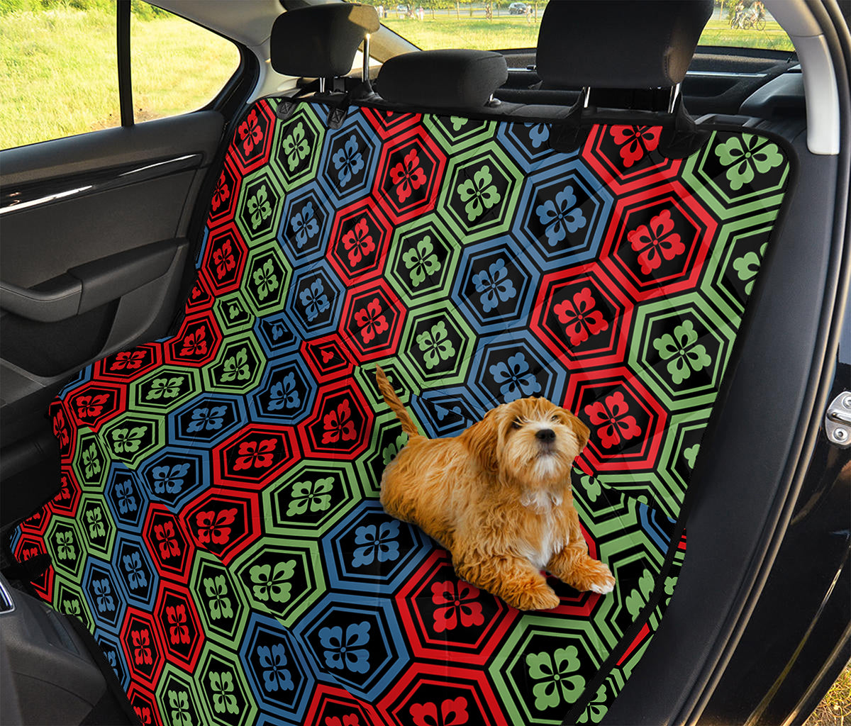 Colorful Japanese Flower Pattern Print Pet Car Back Seat Cover