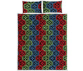 Colorful Japanese Flower Pattern Print Quilt Bed Set