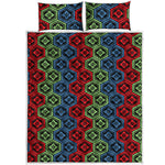 Colorful Japanese Flower Pattern Print Quilt Bed Set