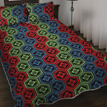 Colorful Japanese Flower Pattern Print Quilt Bed Set