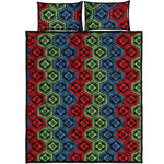 Colorful Japanese Flower Pattern Print Quilt Bed Set