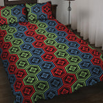 Colorful Japanese Flower Pattern Print Quilt Bed Set