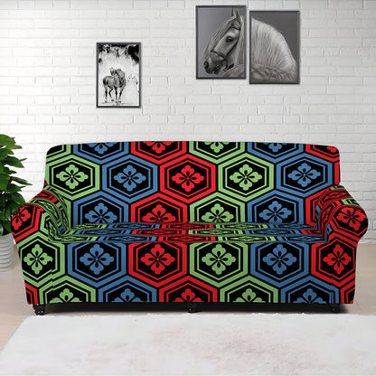 Colorful Japanese Flower Pattern Print Sofa Cover