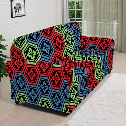 Colorful Japanese Flower Pattern Print Sofa Cover