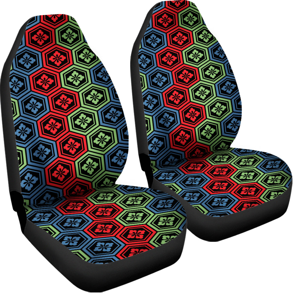 Colorful Japanese Flower Pattern Print Universal Fit Car Seat Covers