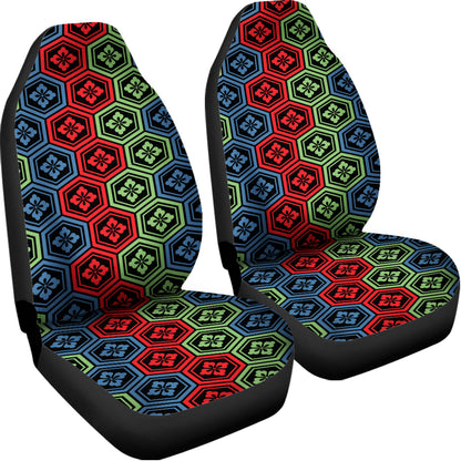 Colorful Japanese Flower Pattern Print Universal Fit Car Seat Covers