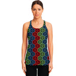 Colorful Japanese Flower Pattern Print Women's Racerback Tank Top