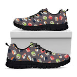 Colorful Japanese Sushi Pattern Print Black Sneakers