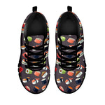 Colorful Japanese Sushi Pattern Print Black Sneakers