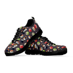 Colorful Japanese Sushi Pattern Print Black Sneakers