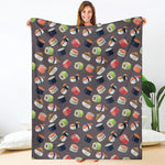 Colorful Japanese Sushi Pattern Print Blanket