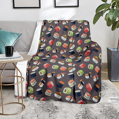 Colorful Japanese Sushi Pattern Print Blanket