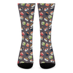 Colorful Japanese Sushi Pattern Print Crew Socks
