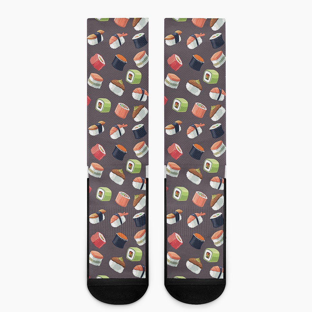 Colorful Japanese Sushi Pattern Print Crew Socks