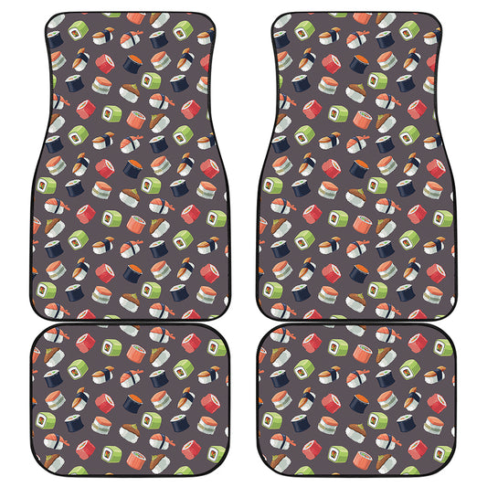 Colorful Japanese Sushi Pattern Print Front and Back Car Floor Mats