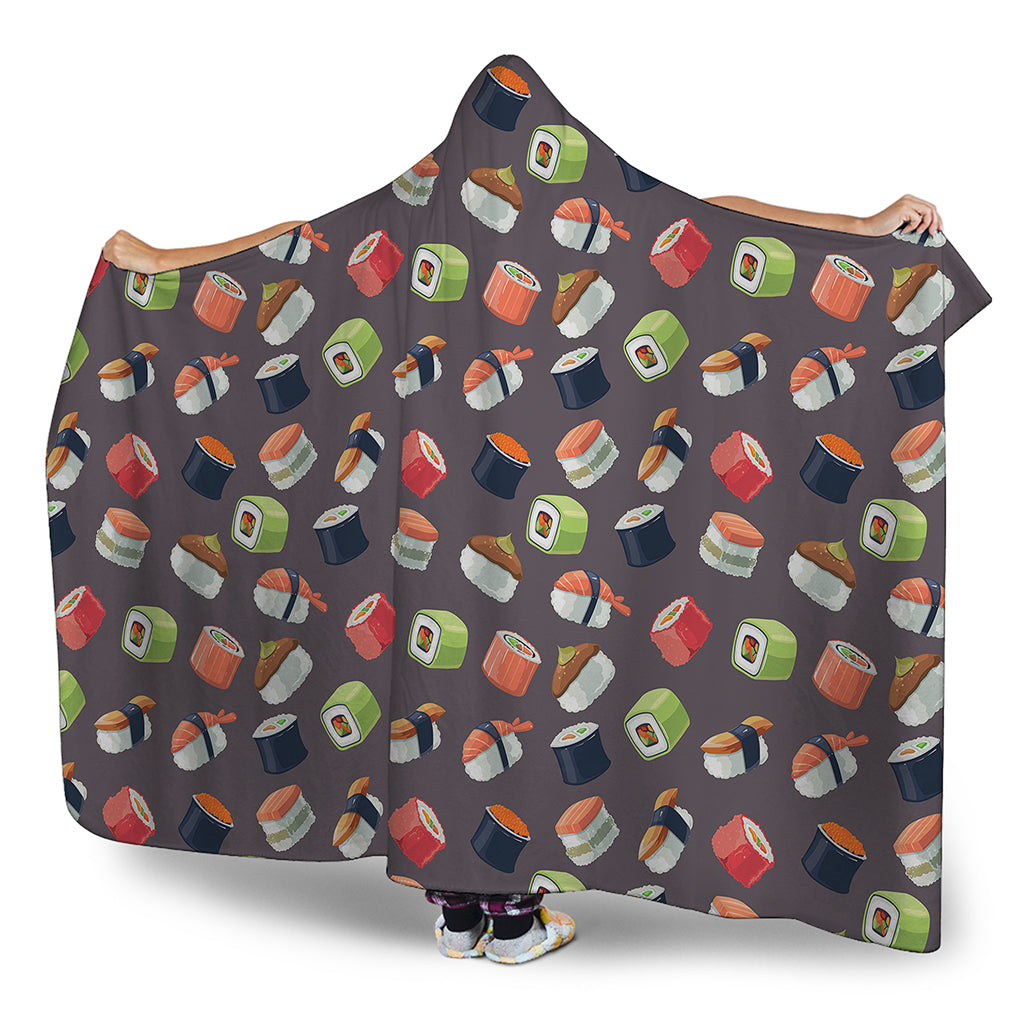 Colorful Japanese Sushi Pattern Print Hooded Blanket