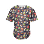 Colorful Japanese Sushi Pattern Print Men's Baseball Jersey