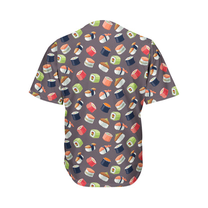 Colorful Japanese Sushi Pattern Print Men's Baseball Jersey