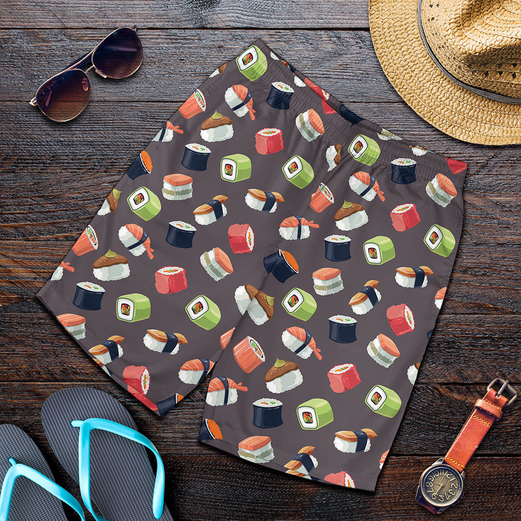 Colorful Japanese Sushi Pattern Print Men's Shorts