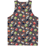Colorful Japanese Sushi Pattern Print Men's Tank Top