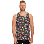 Colorful Japanese Sushi Pattern Print Men's Tank Top