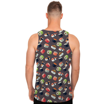 Colorful Japanese Sushi Pattern Print Men's Tank Top