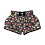 Colorful Japanese Sushi Pattern Print Muay Thai Boxing Shorts