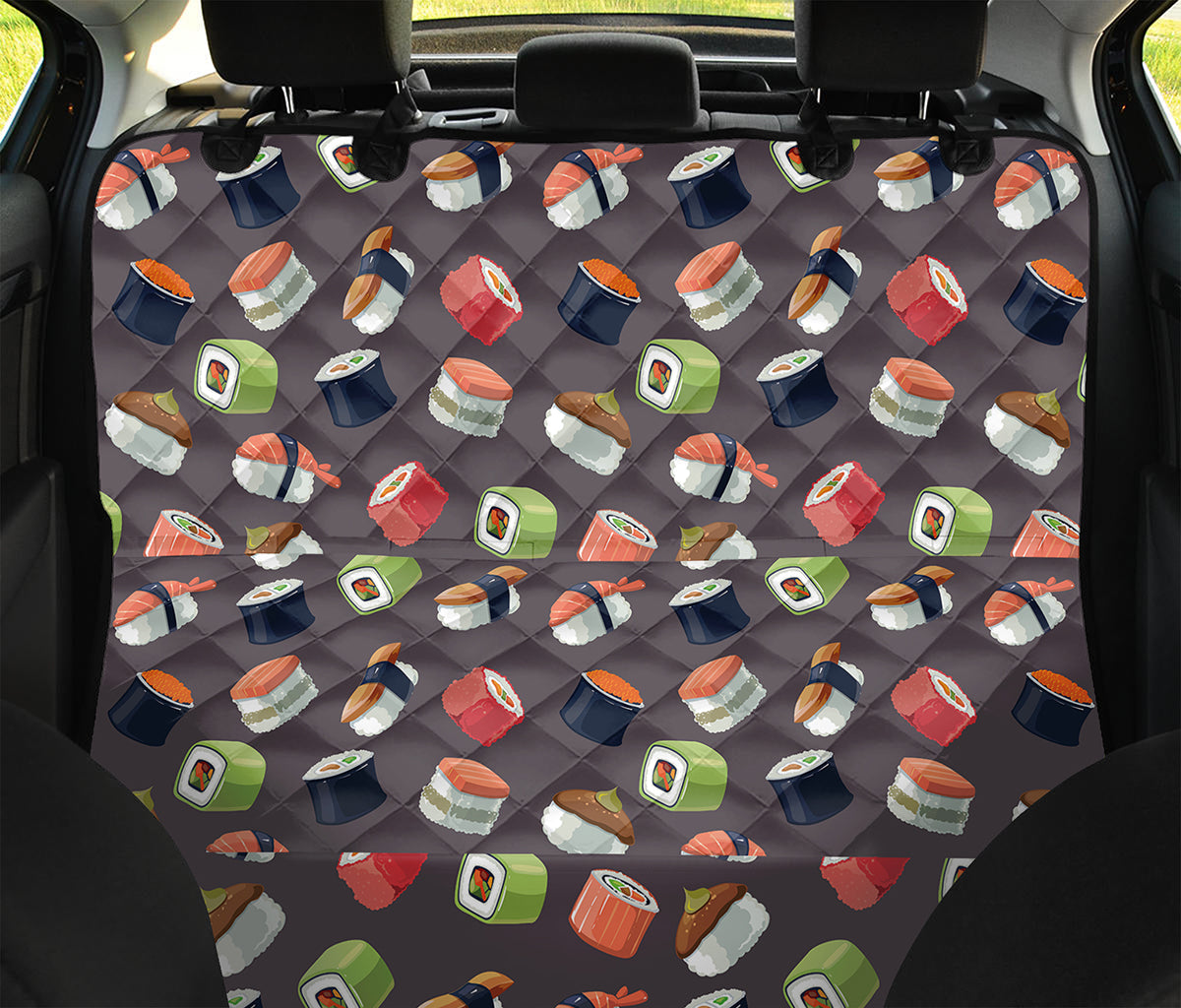 Colorful Japanese Sushi Pattern Print Pet Car Back Seat Cover