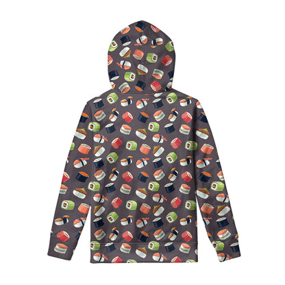 Colorful Japanese Sushi Pattern Print Pullover Hoodie