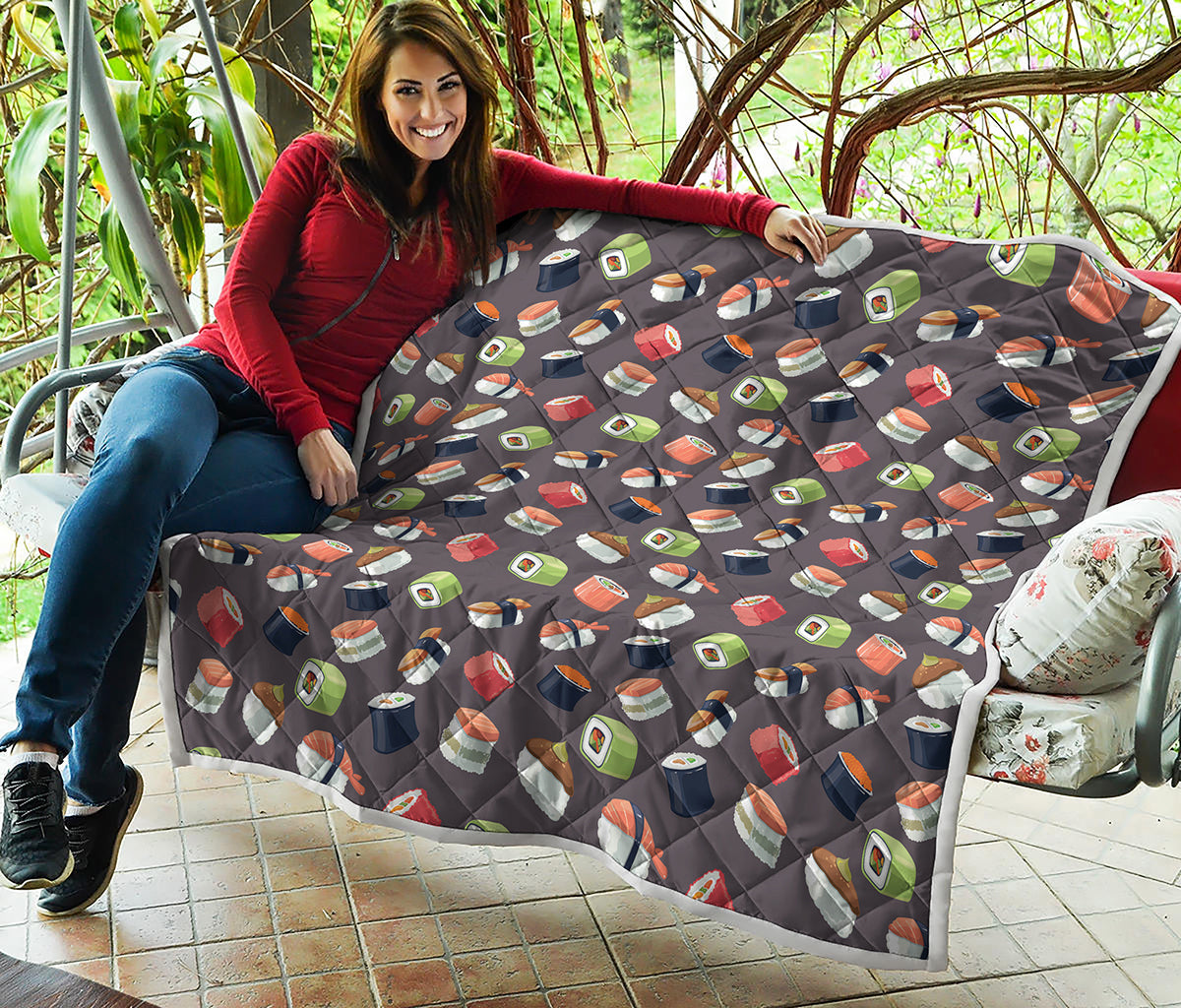 Colorful Japanese Sushi Pattern Print Quilt