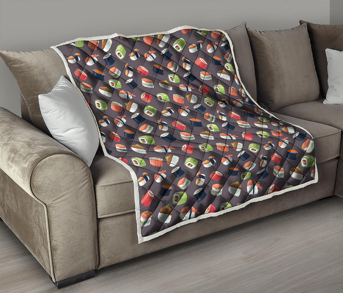 Colorful Japanese Sushi Pattern Print Quilt