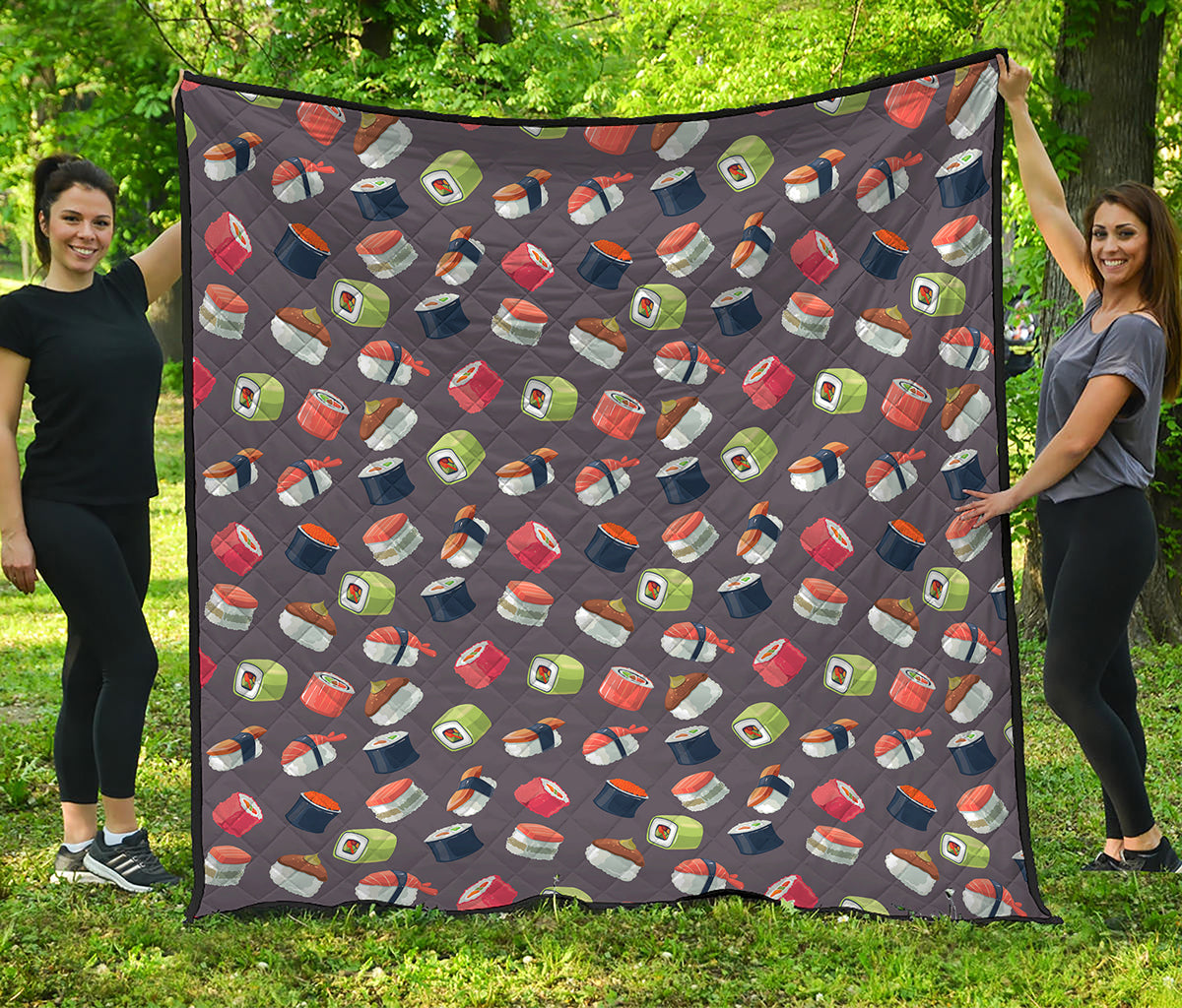 Colorful Japanese Sushi Pattern Print Quilt