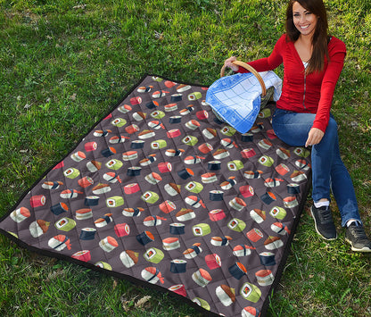 Colorful Japanese Sushi Pattern Print Quilt