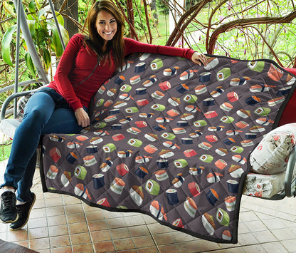 Colorful Japanese Sushi Pattern Print Quilt