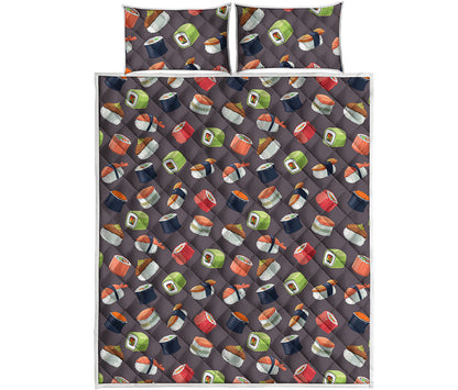 Colorful Japanese Sushi Pattern Print Quilt Bed Set