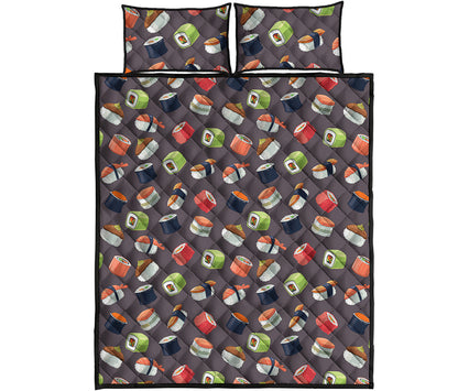 Colorful Japanese Sushi Pattern Print Quilt Bed Set