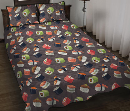 Colorful Japanese Sushi Pattern Print Quilt Bed Set