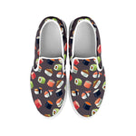 Colorful Japanese Sushi Pattern Print White Slip On Shoes