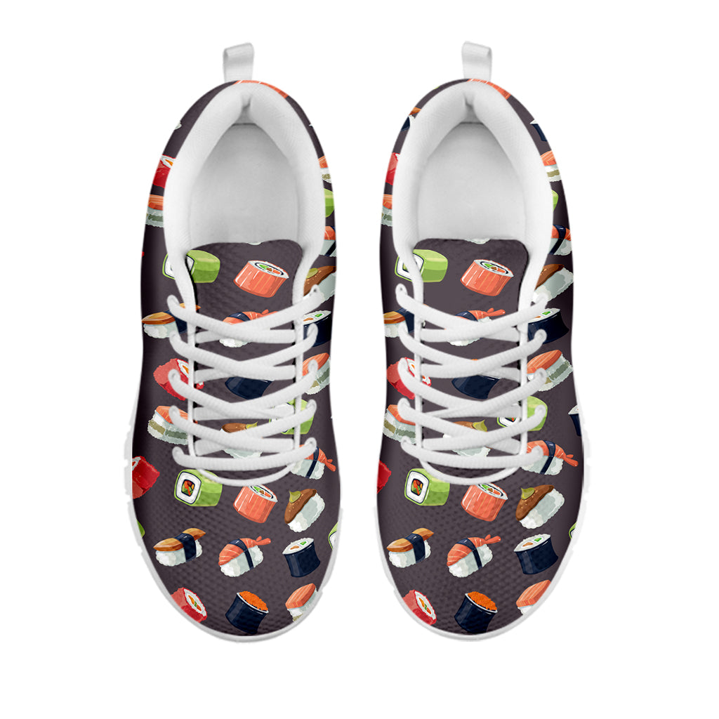 Colorful Japanese Sushi Pattern Print White Sneakers