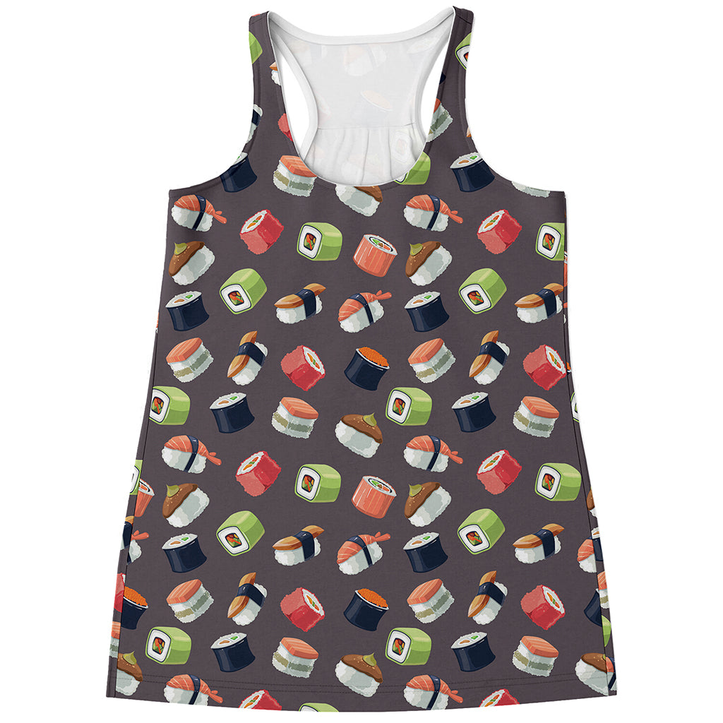 Colorful Japanese Sushi Pattern Print Women's Racerback Tank Top
