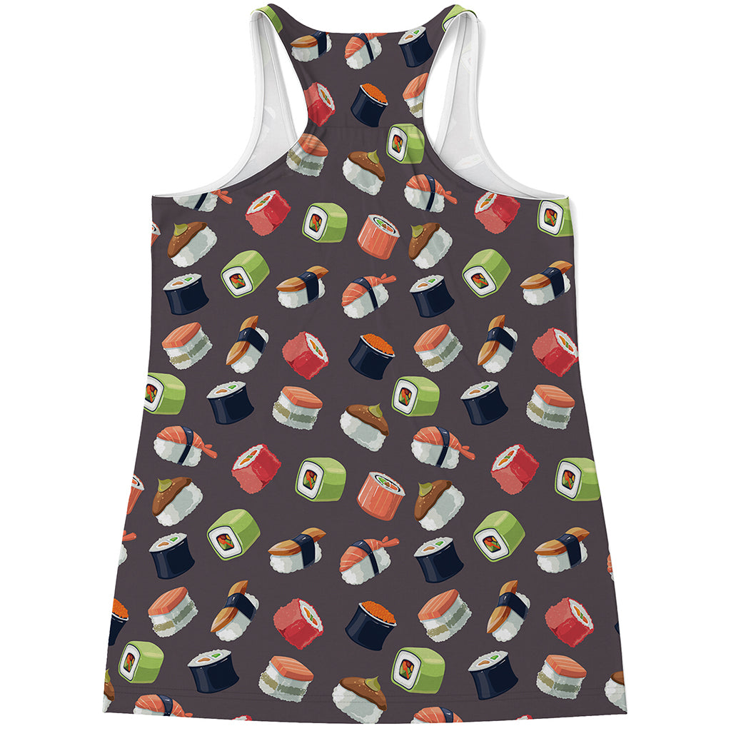 Colorful Japanese Sushi Pattern Print Women's Racerback Tank Top