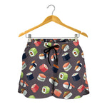 Colorful Japanese Sushi Pattern Print Women's Shorts